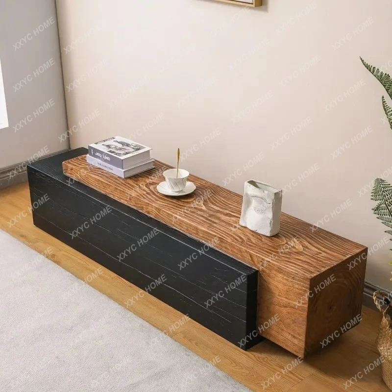 

DV Wabi Sansan retro log bench old solid wood home TV cabinet clothing shoe changing stool