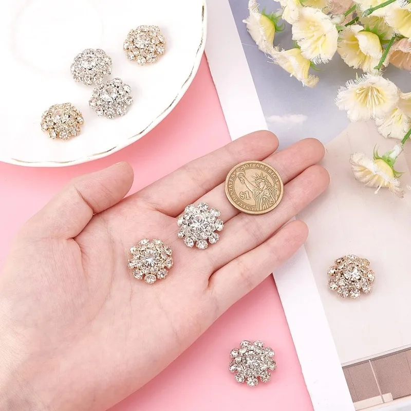 2 Colors 8PCS Rhinestone Shank Buttons Crystal Flower Embellishments Sew on Clothing Buttons Clothes DIY Jewelry Decoration