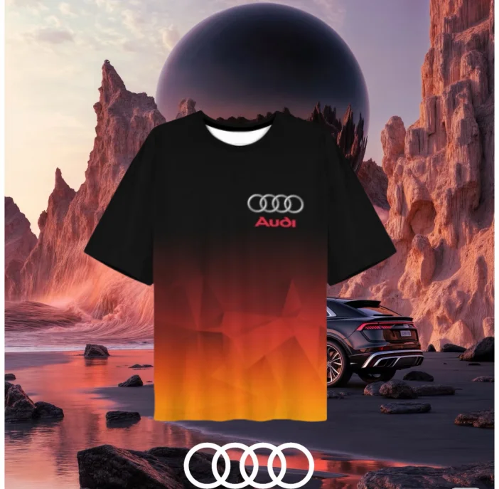 

Новинка 2025 года, топ для гоночного мотоцикла, дышащая футболка для занятий спортом на открытом воздухе Audi, летняя мужская повседневная спортивная уличная футболка с короткими рукавами