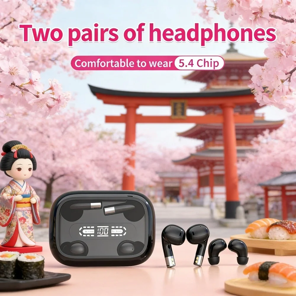 Wireless Earbuds Noise Cancellation HD HIFI Sound Battery Level Display for Business Trips Office Travel Work Daily Use