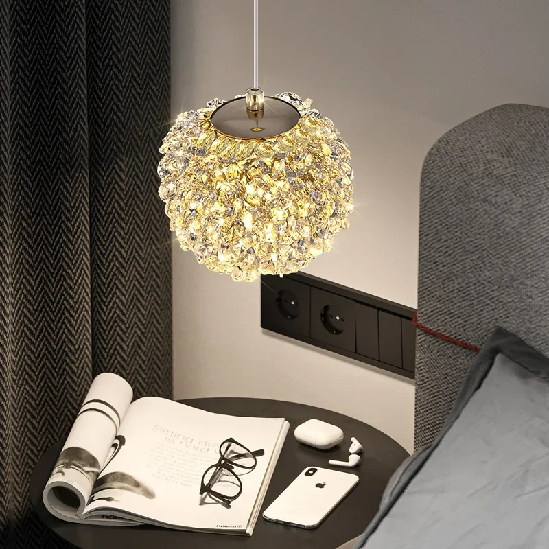 Modern Crystal Pendant Light, Cordão Bulbo Ajustável para o Quarto, Sala de jantar, Corredor, Lâmpada de Metal Dourado, Dropshipping, G9, Dropshipping