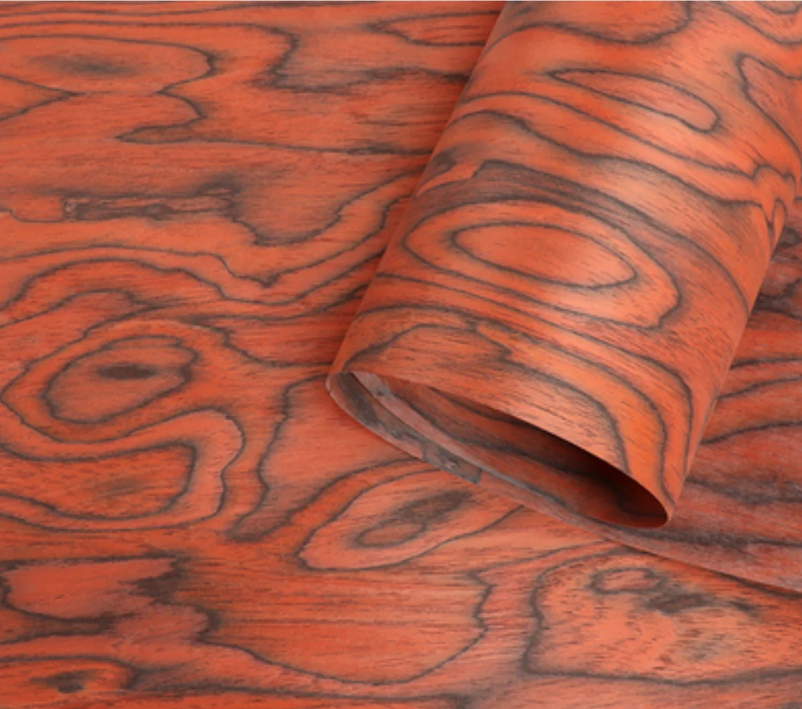 L:2.5meters Width:580mm T:0.3mm Skateboard Home audio high-end decoration,Technology Wood Passionate Red Wood Veneer Sheets