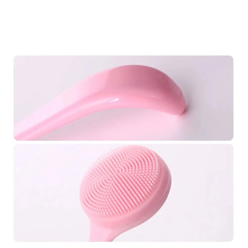 Silicone Facial Cleansing Brush Makeup Residues Removal Exfoliator Face Cleaning Scrubber Long Handle Cleanser Face Wash Brush