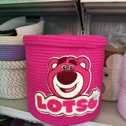 Disney Lotso cute cartoon creative large capacity woven plush embroidered large dirty clothes basket storage basket with cover