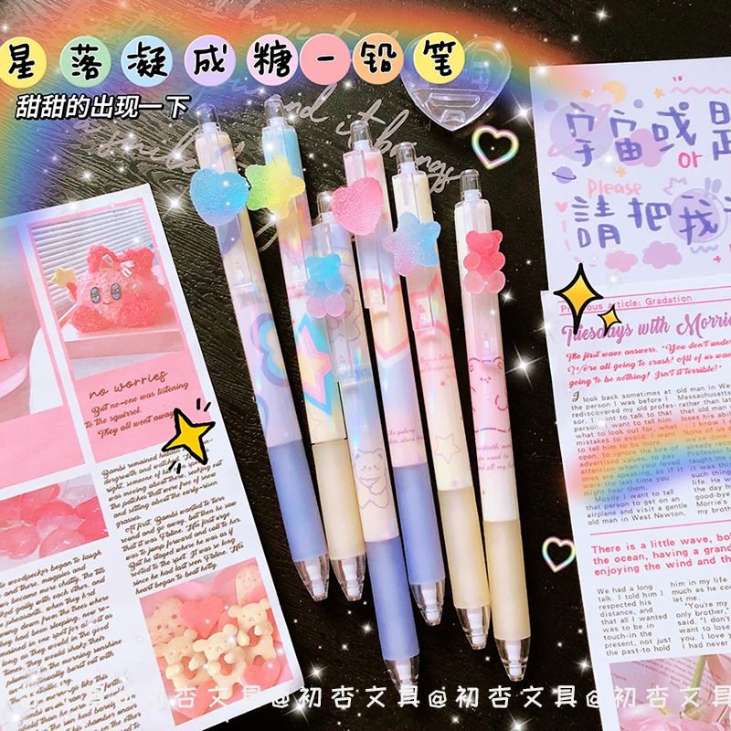 Automatic Mechanical Pencil 0.5 mm Kawaii Star Writing Pencils School Stationery Supplies Aesthetic Pretty Stationery