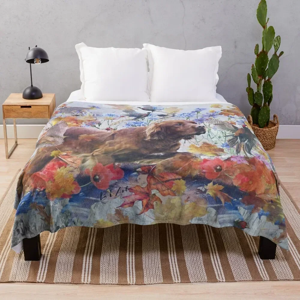 

Irish Setter hunting , Art Throw Blanket Stylish Warm Blanket for Living Room Bedroom