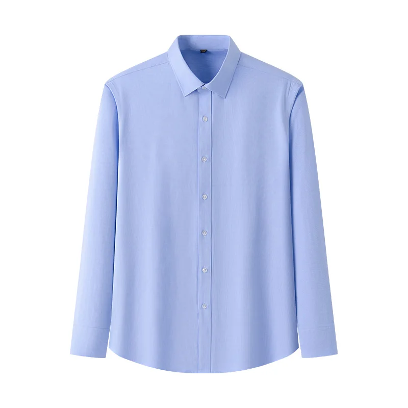 5XL Bamboo fiber Easy Care Anti-wrinkle Solid Color Shirts Men Long Sleeve Causal Men Shirts Short sleeve Slim Fit Business