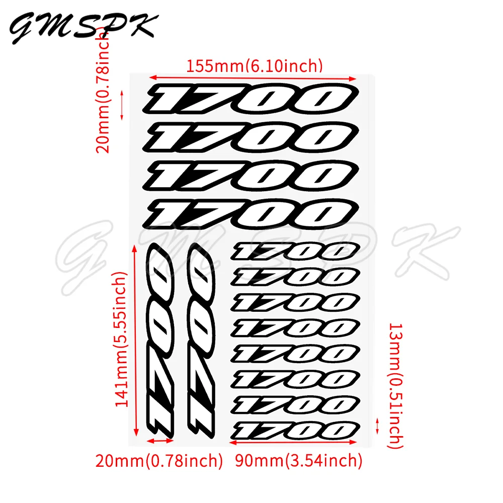 1700 Number Motorcycle Stickers Fuel Tank Windshield Helmet Decoration Decal Fit for Kawasaki Yamaha VN 1700 Vulcan XV VMAX 1700 2