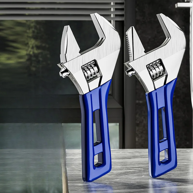 Multi-function Adjustable Wrench Heavy Duty Wide Jaw Spanner Pipe Wrench Dual Use Plumbing Repair Tool for Home Bathroom