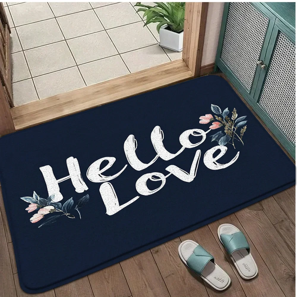 

Элегантный акварельный напольный коврик «Hello Love», 1 шт., полиэфирная ткань, можно стирать в машине, подходит для украшения спальни, гостиной