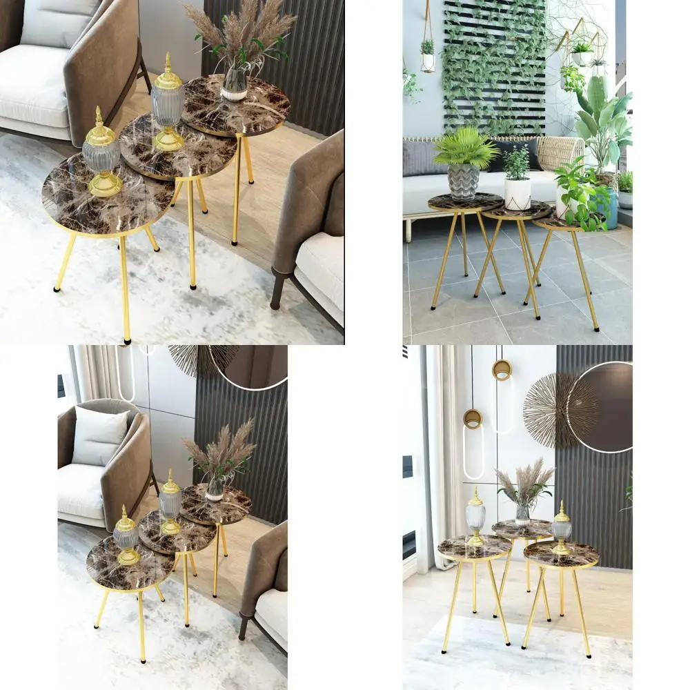 

Набор круглых столов для раскладывания из 3 предметов — компактные штабелируемые журнальные столики для небольших помещений, идеально подходят для гостиных, спален и