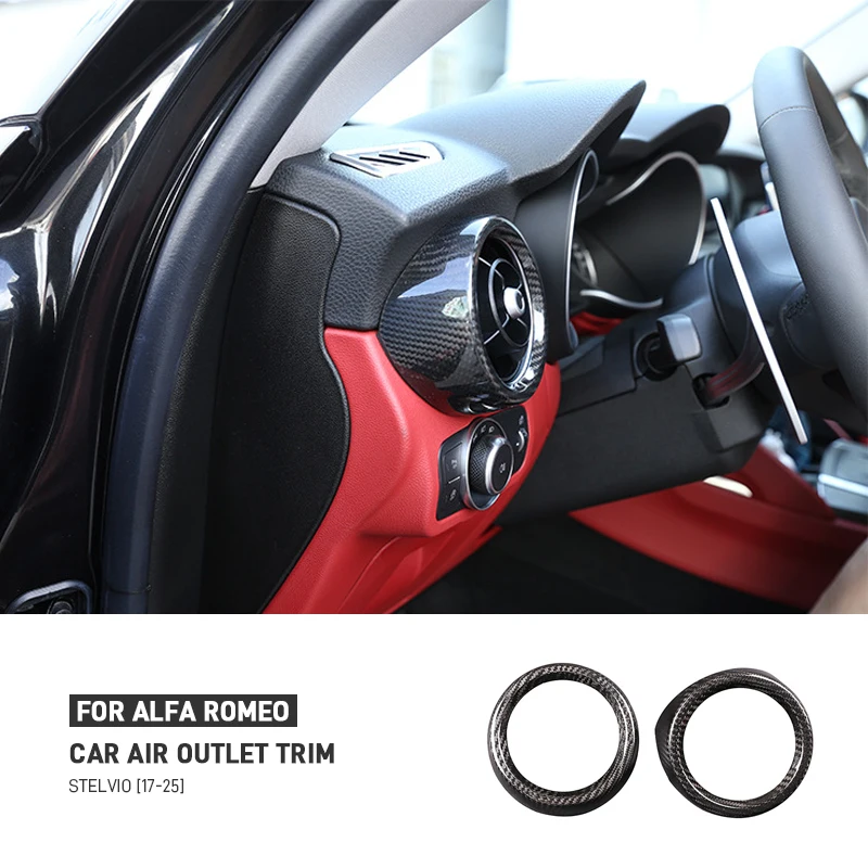 

For Alfa Romeo Stelvio 2017-2025 Real Carbon Fiber Car Dashboard Side Air Vent Outlet Trim Cover Interior Decorate Accessories