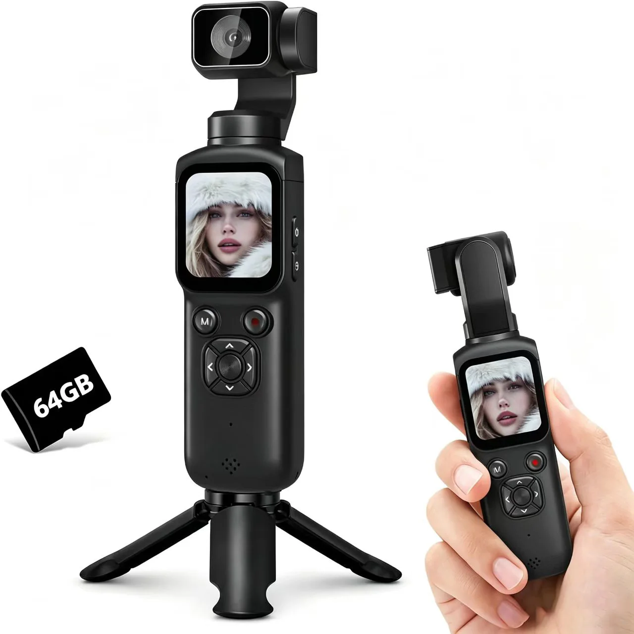 4K Vlogging Camera for YouTube 75MP Pocket Camera with 330° Rotating Lens PDAF AutofocusFace Tracking Camera for Daily Recording