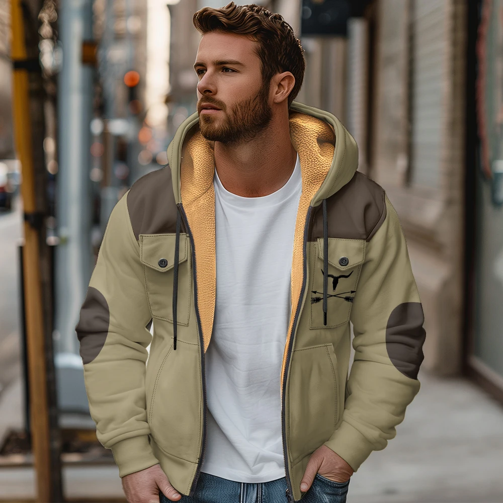 Trendy Winter Warm Cotton Parka Coat for Men, Loose-Fitting Casual Jacket with Hood