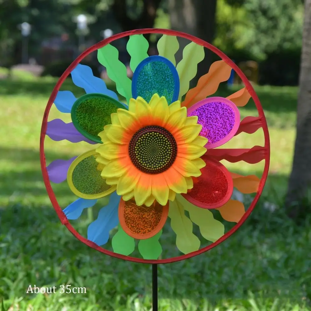 새로운 멀티스타일 해바라기 풍차 PVC 직경 35~40cm 회전하는 해바라기 정원 마당 풍차 장식 야외 파티 피크닉 장식