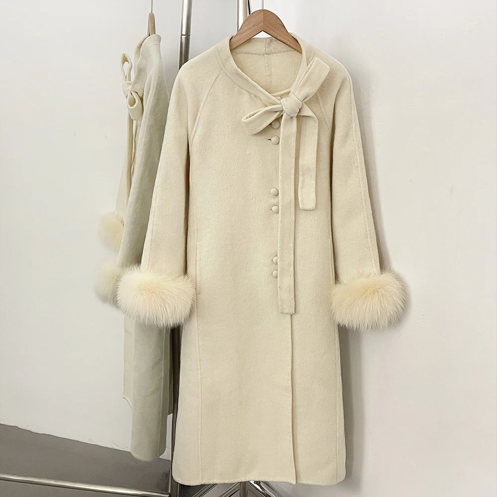 Elegante Wolljacke Winterkleidung Mantel Damen Woll- und Trenchcoats Wollmantel Frau Stehkragen Damenmantel Damen Winter