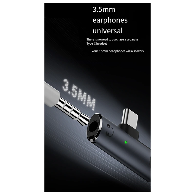 A39Q-2 In 1 Type C Headphone Charging Jack AUX Audio Adapter PD100W USB C To 3.5Mm Hifi Earphone Connector For Ipad Samsung