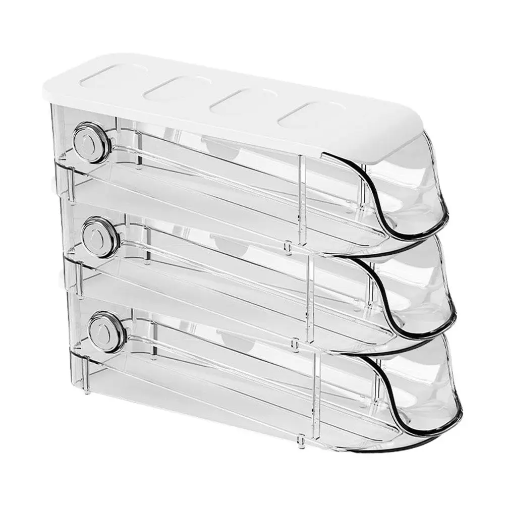 

Clear Egg Tray Organizer for Refrigerator Egg Holder Auto-Scrolling Egg Storage Container Dispenser for Refridge with Lid