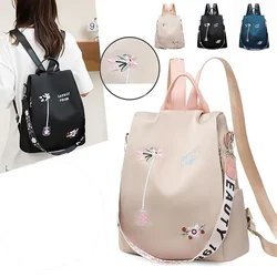 Mochila Oxford impermeable para mujer, bolso bordado informal de moda, bolso de viaje de gran capacidad de diseñador, bolsas de compras