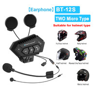 BT-12 S Helmet Motorcycle Headset Bluetooth Earphones Hands-free Telephone Call Stereo Anti-interference Headset For Moto Rider