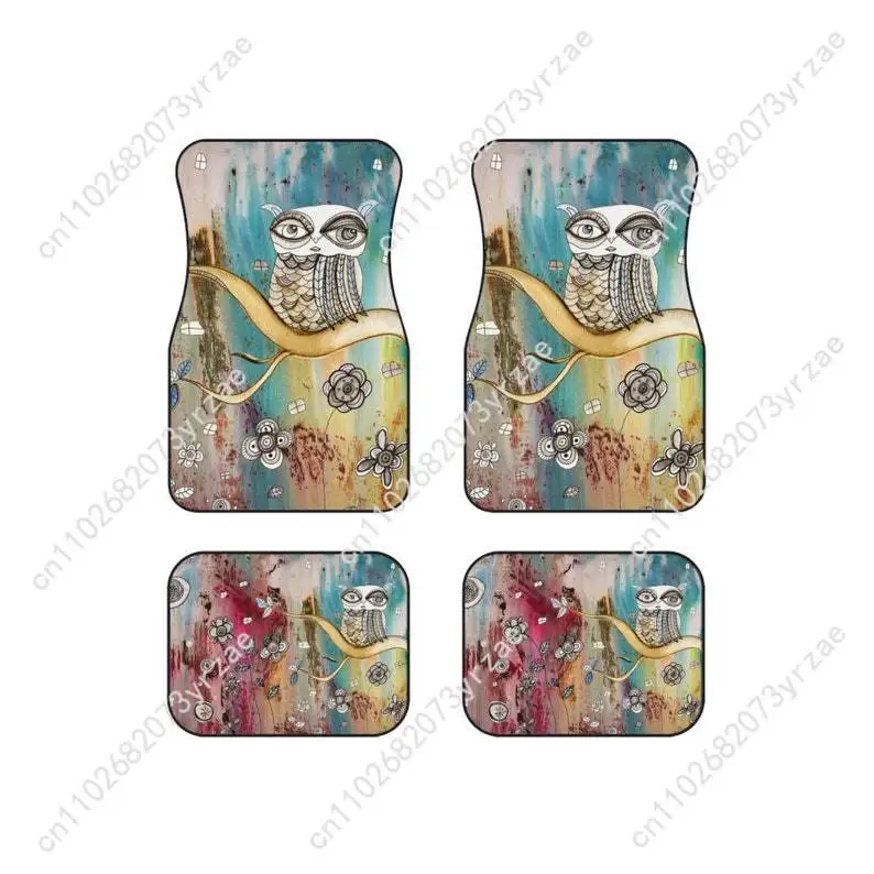 

Owl Boho 4pcs Universal Car Floor Mats All-Season Fashionable Auto Interio Absorbent Non-Slip Washable Car Floor Mats