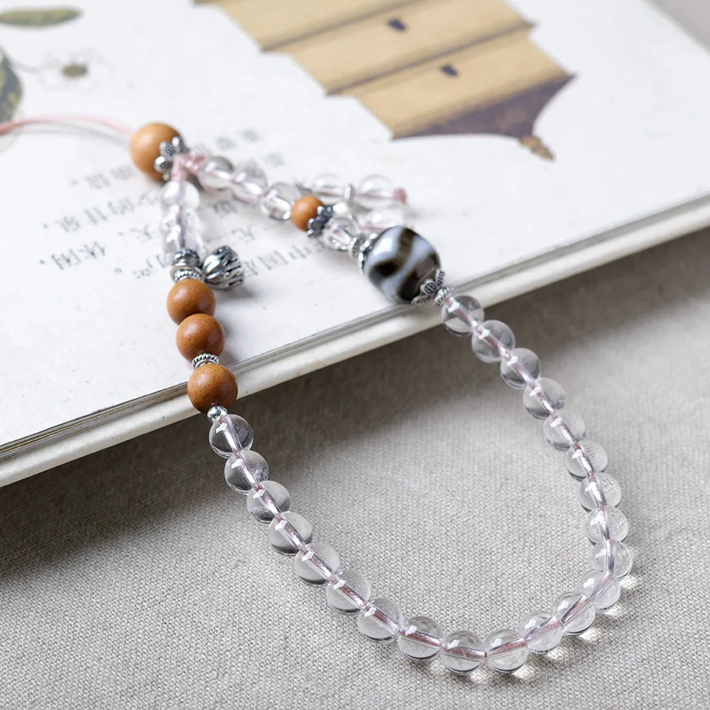 Natural white crystal tiger tooth Tianzhu mobile phone chain bag hanging in the autumn of  new cultural toys hangin accessories