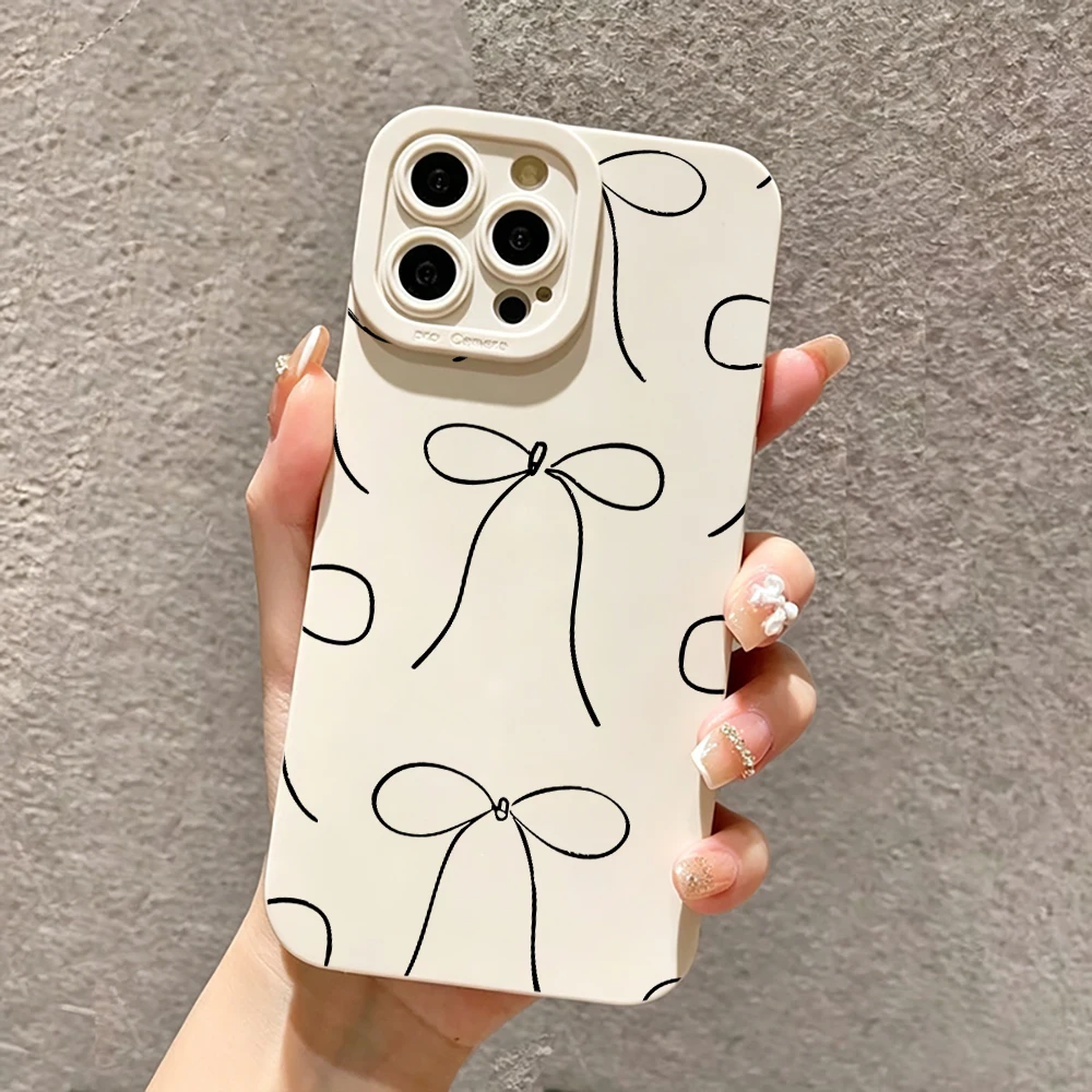 Simple Line Bow Phone Case for Samsung Galaxy S26 S25 S23 NOTE20 Ultra S22 S25 S24 S23 S21 Plus S24 S23 S21FE A56 A55 Soft Cover
