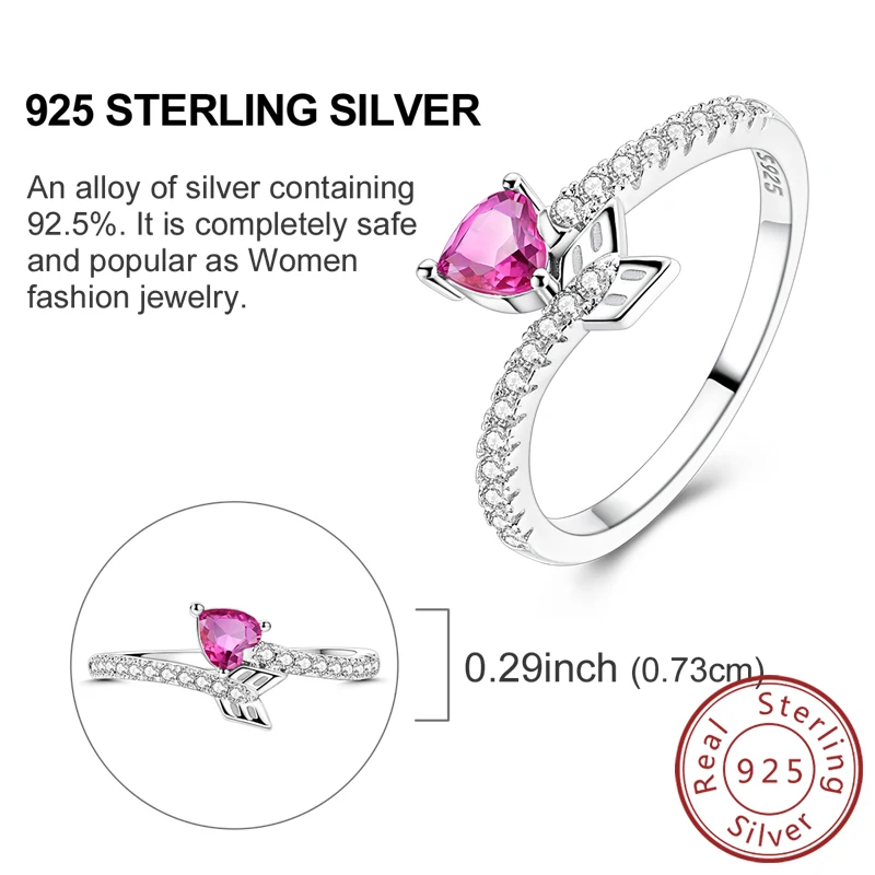 Women's 925 Sterling Silver Retro Heart Bow Star Ring