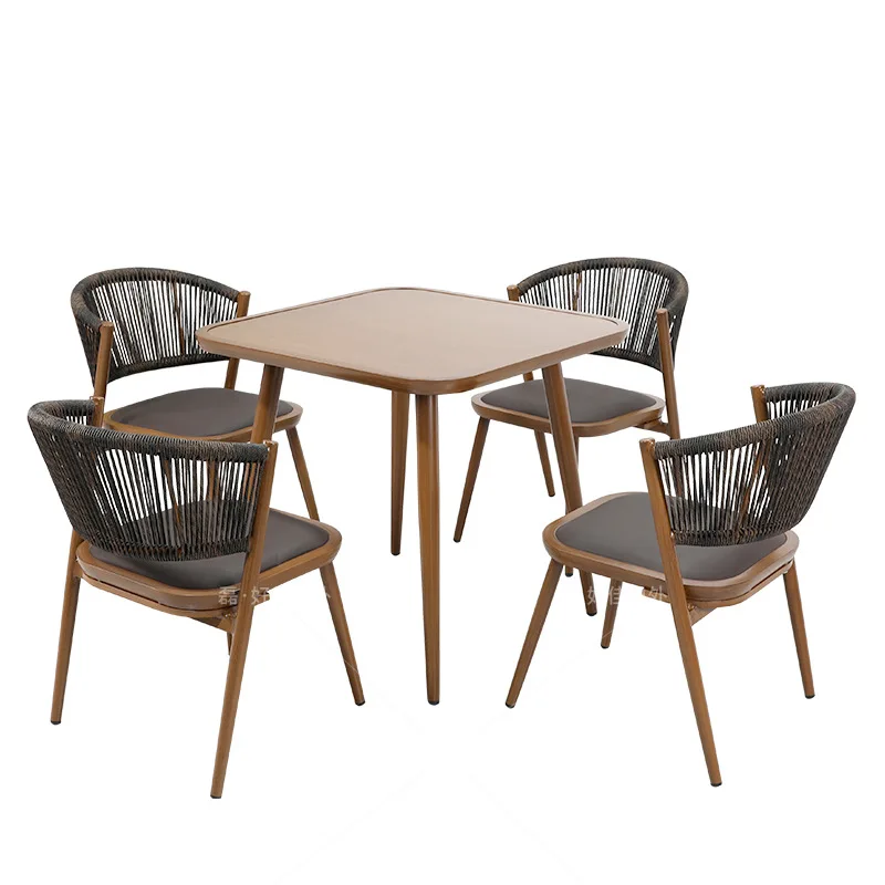 

Customized outdoor tables and chairs courtyard open-air rattan villa balcony leisure tables and chairs milk tea shop cafe garden
