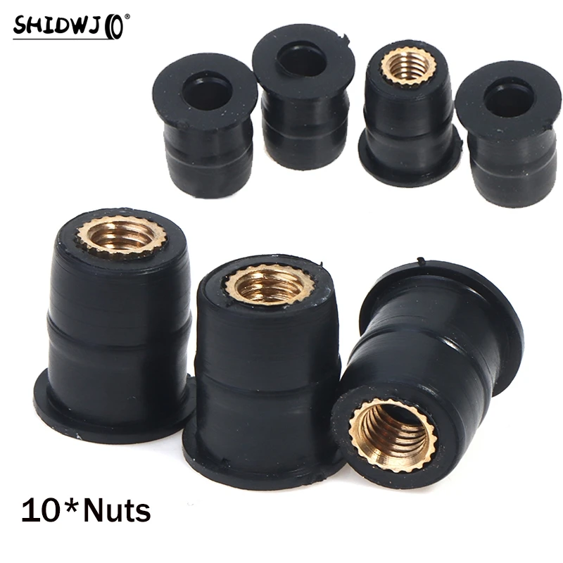 10pcs/set Motorcycle M5 Rubber Well Nuts Blind Fastener Windscreen Windshield Fairing Cowl Riding Accessories Fastener