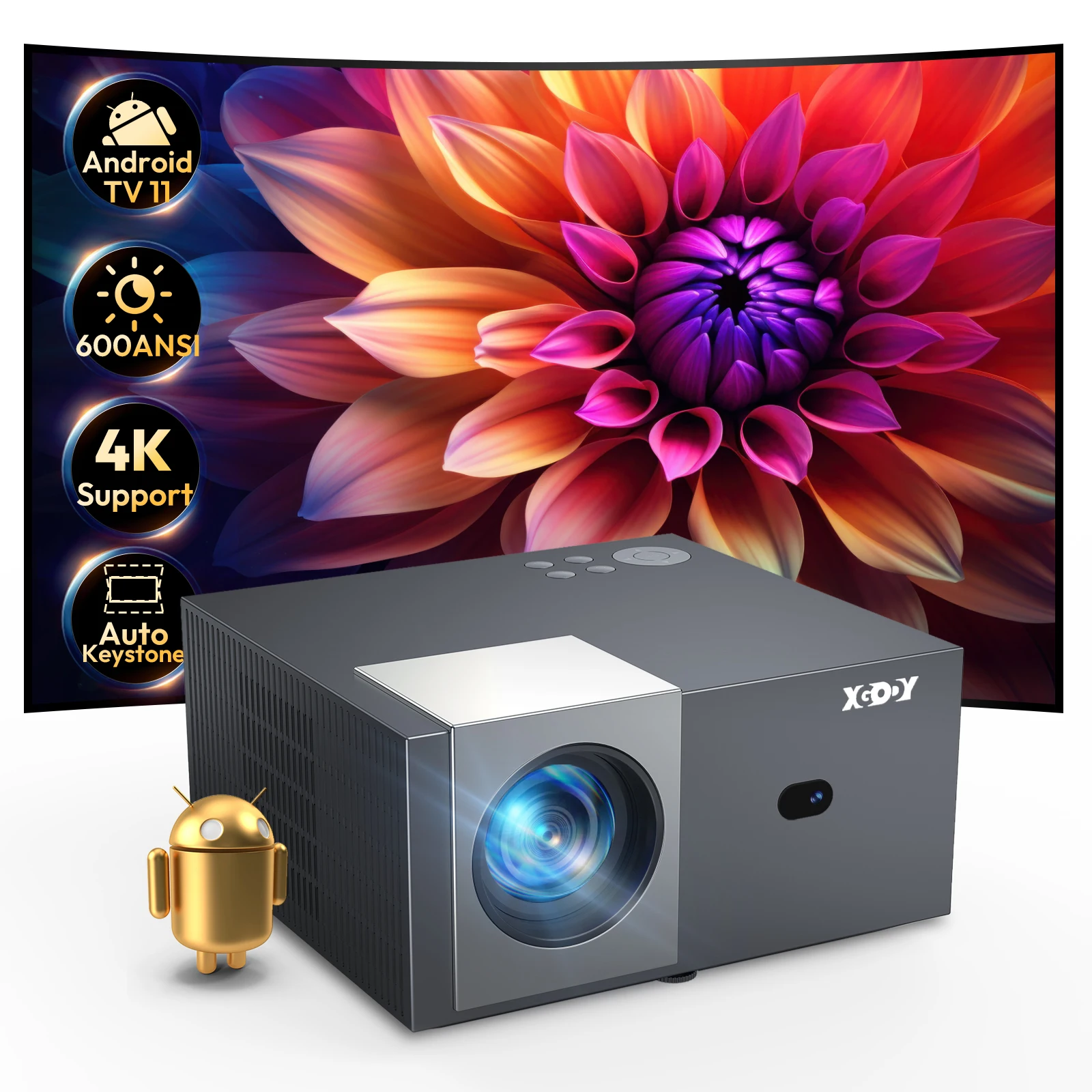 XGODY SAIL 2 Full HD 4K Projector 2.4G 6G WiFi LCD LED Video Movie Beam Android Projector Home Theater Cinema Beamer With tripod