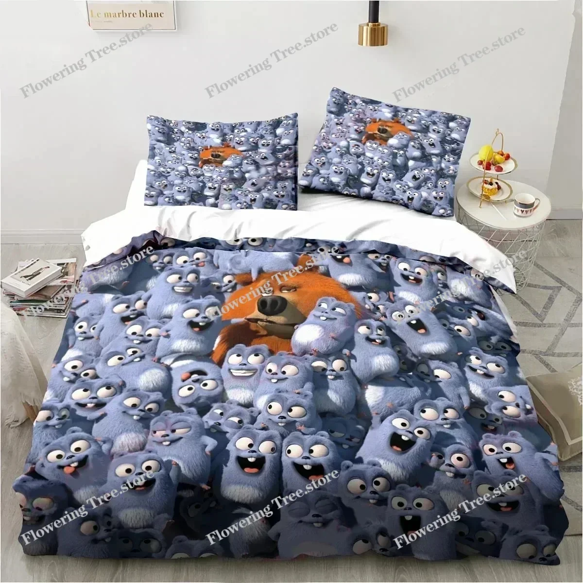 Cartoon Grizzy N Lemmings Bedding Set Duvet Cover Bed Set Quilt Cover Pillowcase Comforter king Queen Size Boys Adult029963 4