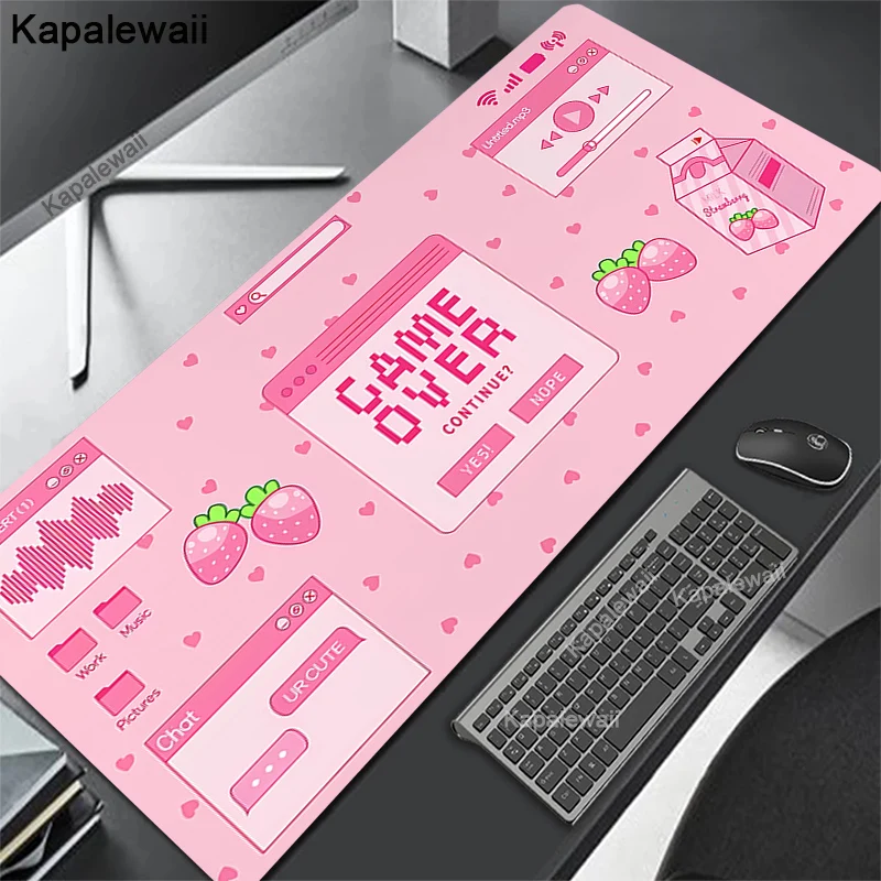 

Коврик для мыши розовый, милый, большой, противоскользящий, резиновый, игровой коврик для мыши, прочный настольный коврик с толстым краем шва, подходит для офиса и игр