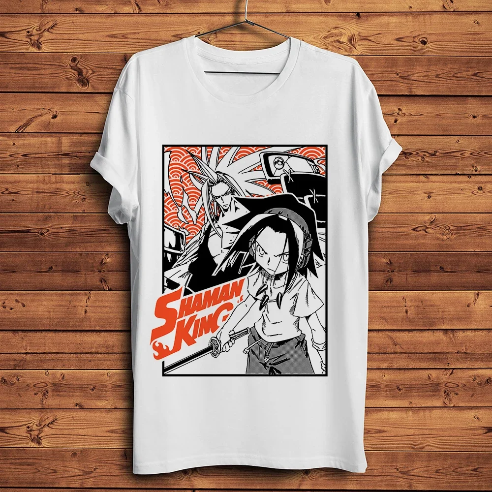 heavyweight Informal anime Shaman King Yoh funny t shirt men new white casual short sleeve tshirt manga unisex streetwear