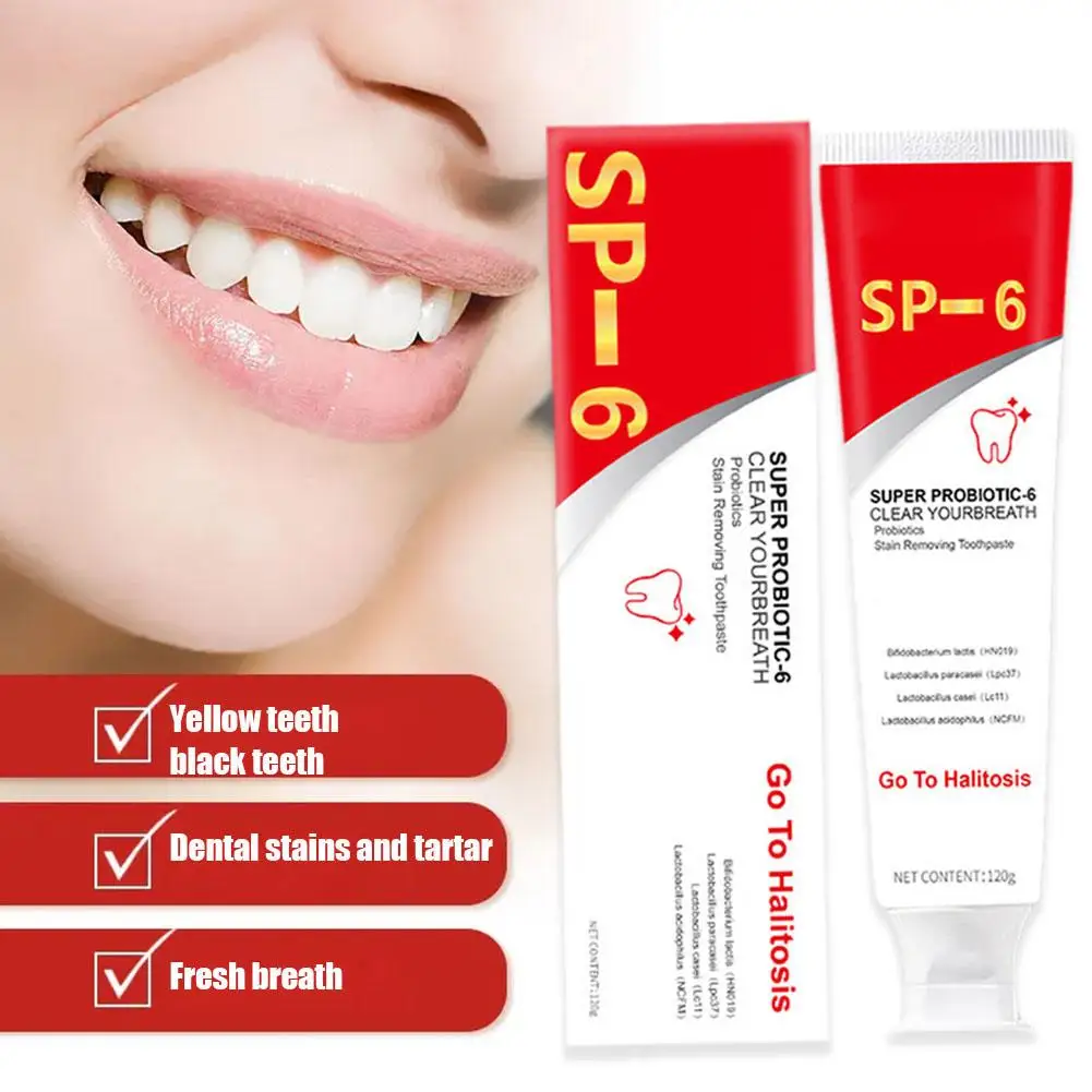 2x120g dentifricio sbiancante probiotico schiarente e rimozione macchie SP6 alito fresco enzima dentifricio sbiancante denti