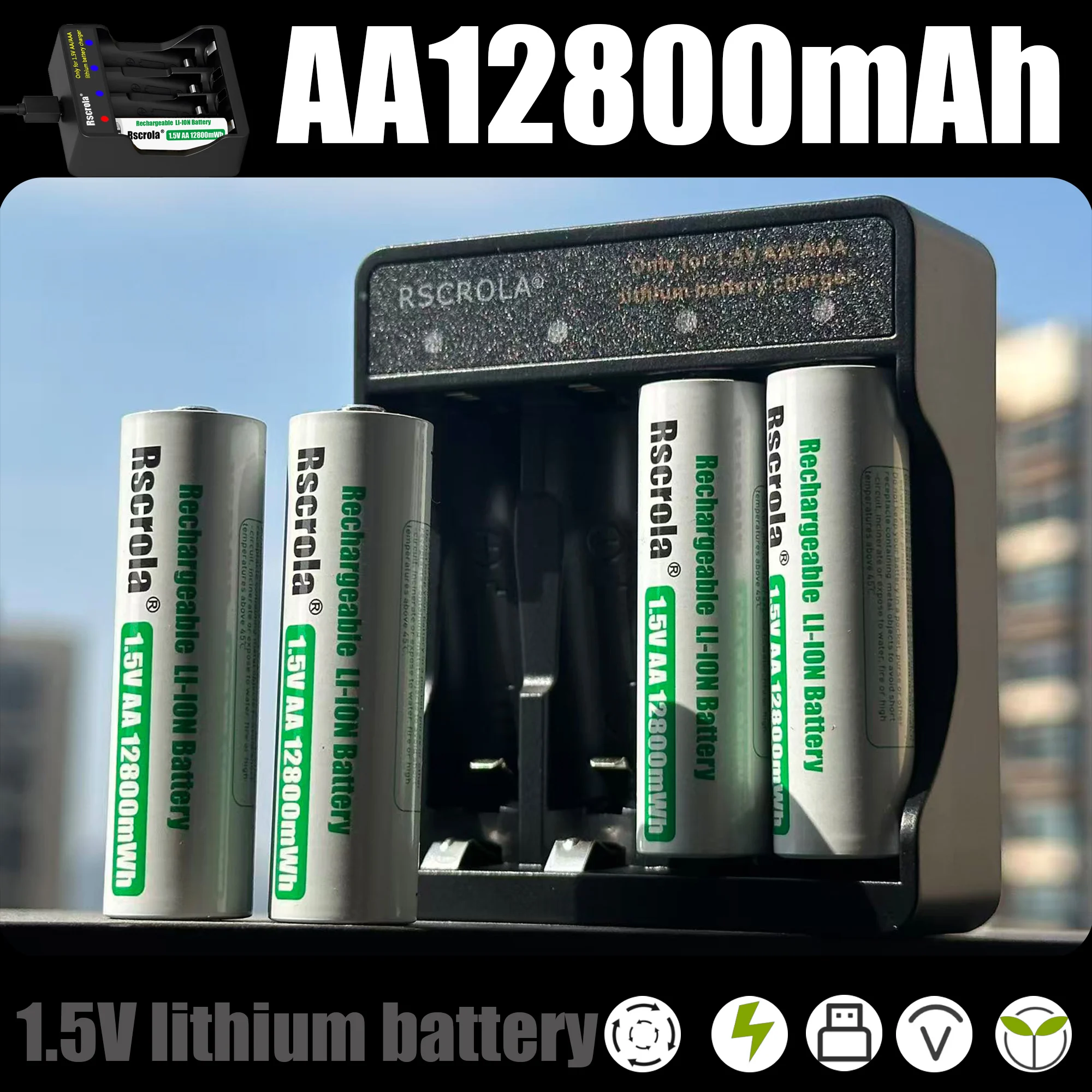 

12800mWh 1.5V AA Battery Rechargeable Lithium-ion Battery AA Battery for remote control mouse fan Electric toy