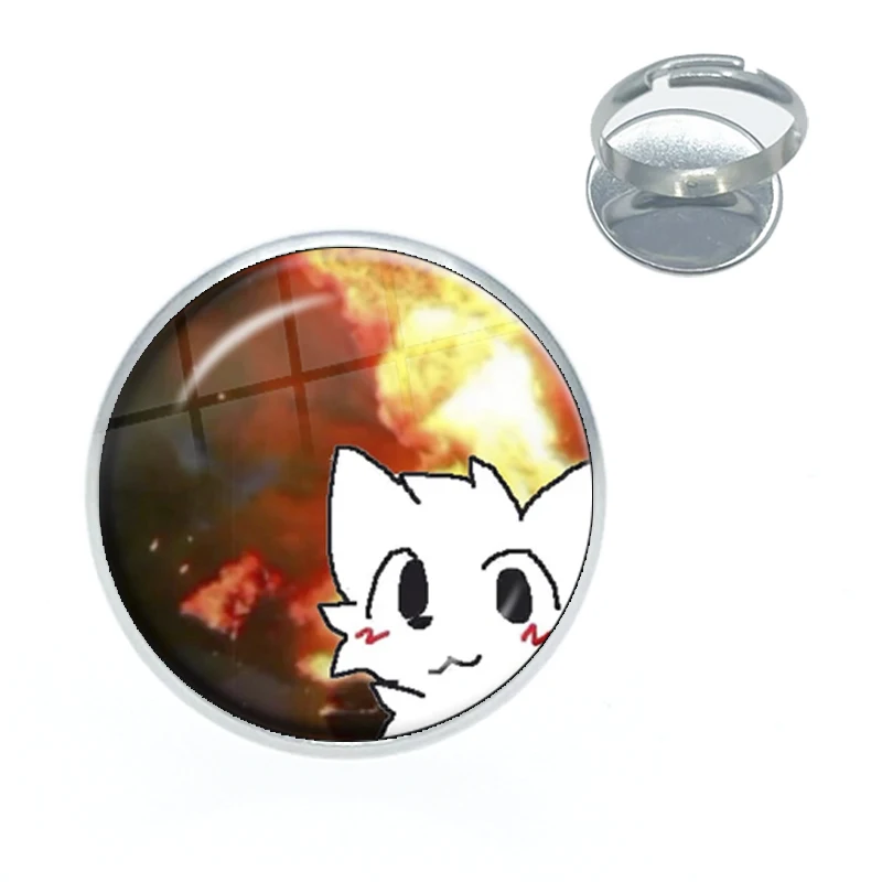 Boykisser Cat Meme Ring Creative Kawaii Fun Pink Silly Cats Funny Glass Dome Jewelry Kids Handmade Jewelry Rings