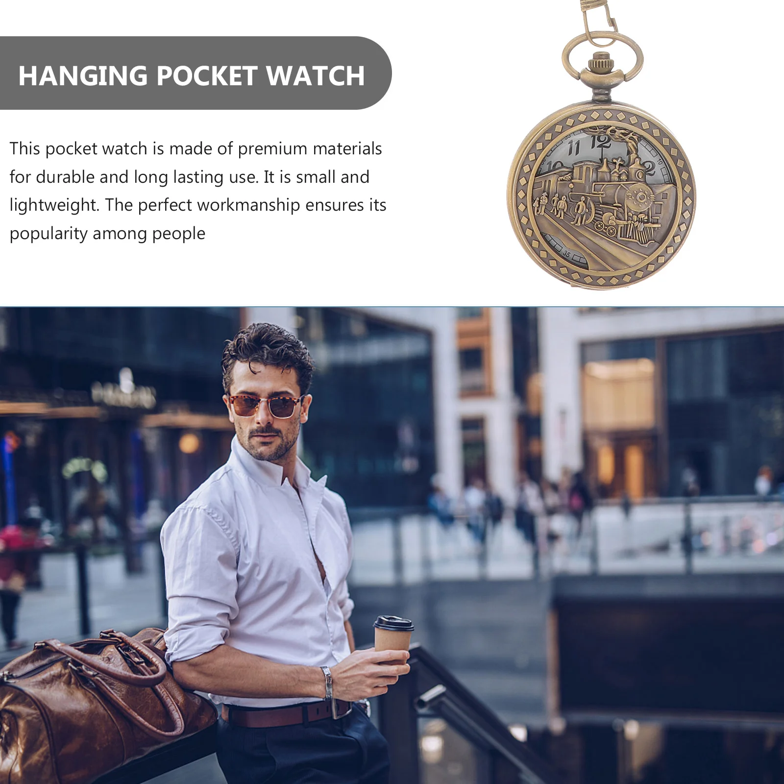 

Vintage Quartz Pocket Watch Lightweight Portable Retro Hanging Chain Classic Timepiece Suitable Gift for Men Women