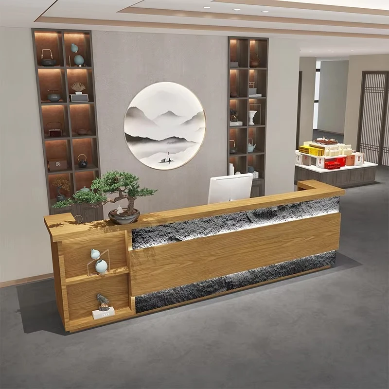 Industrial-Style Retro Hotel Reception Desk For Cashier Restaurant Beauty Salon Ear Cleaning Foot Bath Shop Front Table