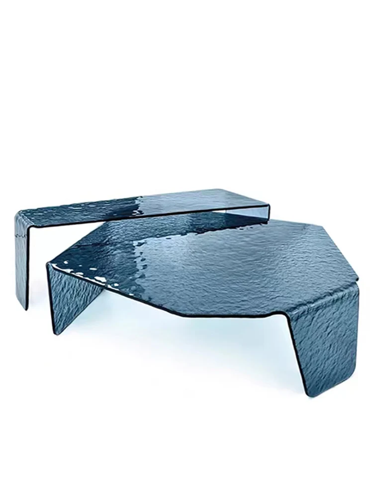 

Italian Luxury Living Room Water Wave Pattern Tea Table Small Unit Acrylic Tea Table Master Creative Irregular Tea Table