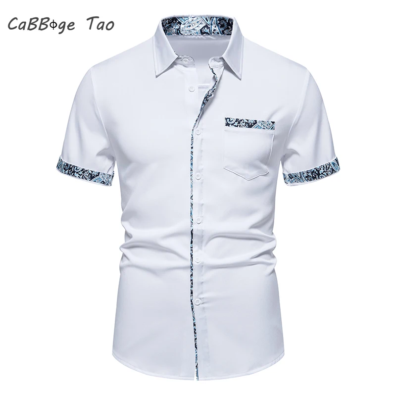 Summer New Triangle Neck Cashew Flower Colored Short Sleeve Casual Slim Fit Comfortable and Refreshing Shirt Top