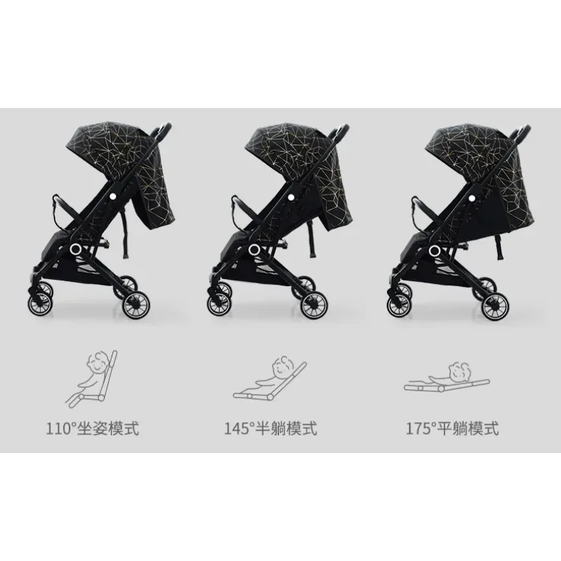 Can sit and lie down the newborn baby simple ultra-portable baby stroller fold with one button to avoid shock