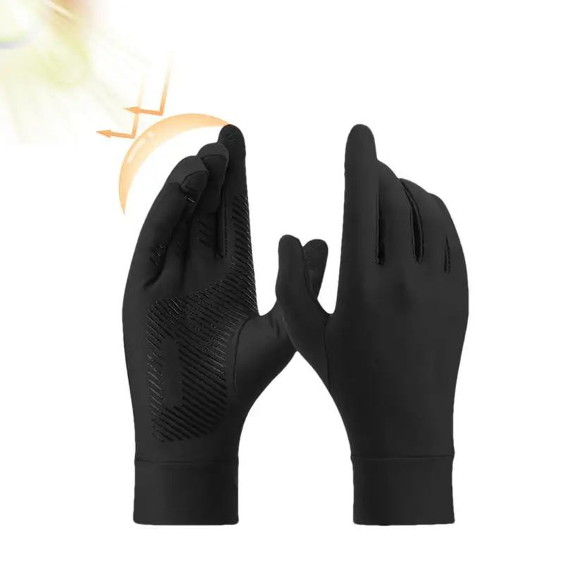 Sunblock Gloves For Driving Outdoor Full Finger Gloves For Women Girl Ice Silk Non Slip Thin Hiking Gloves For Hot Weather