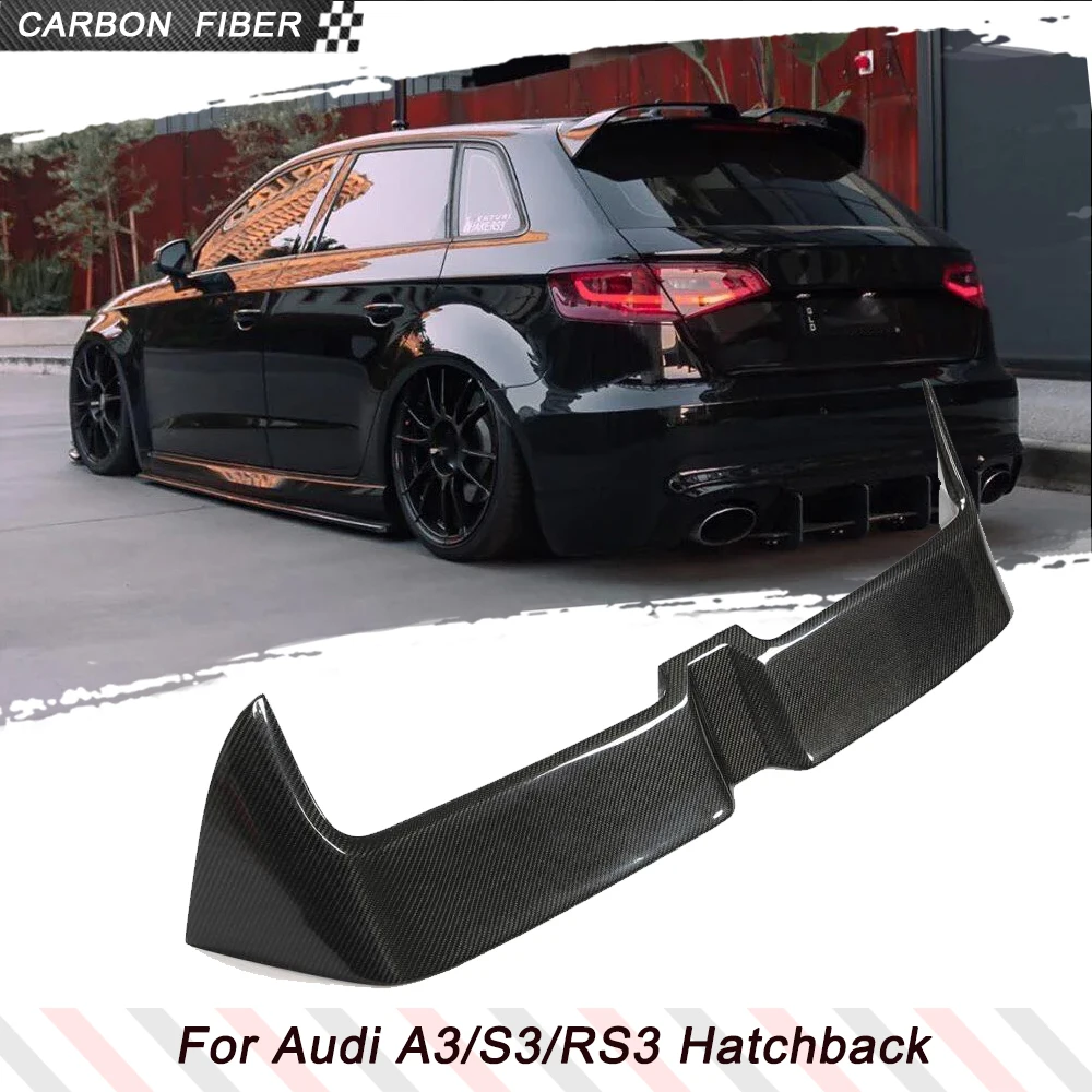 

Carbon Fiber Car Rear Roof Spoiler Window Extention Lip for Audi S3 RS3 A3 Type 8V Sline Hatchback 2014-2018 Not fit 2 Door