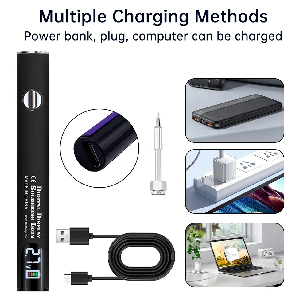 

510 Mini Soldering Iron Pen Kit Adjustable Voltage Smart Power Tool With USB Charger Electronics Repair DIY Projects ﻿