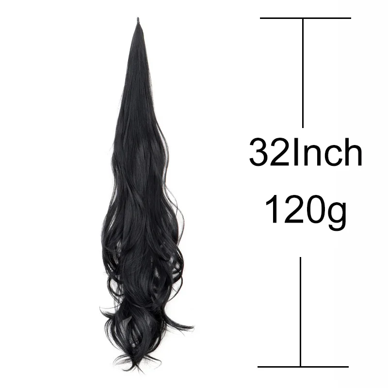 32Inch Synthetic Flexible Wrap Around Wave Ponytail Hair Extainson Long Wavy Curly Hairpieces for Women