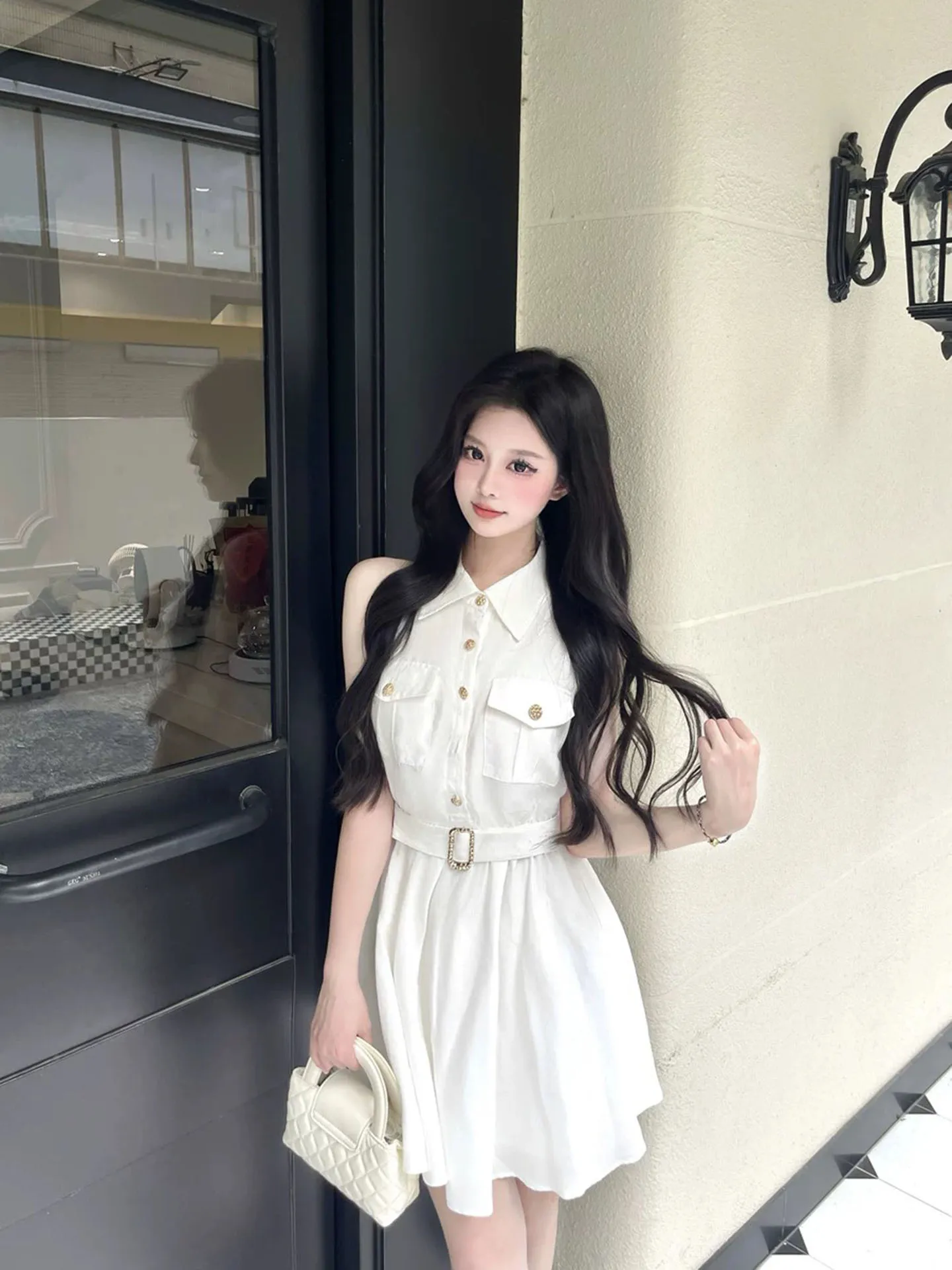 

High Waist Silk Shirt Dress Linen Material Sleeveless Small Roll Lyocell Dress Elegant Quality Summer Women's Dress