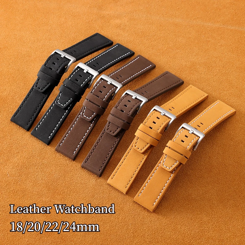 Bracelet de montre en cuir mat, 18mm, 24mm, 20mm, 22mm, pour Samsung, Seiko, Omega, accessoires de montre de sport