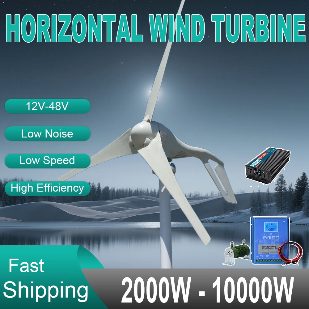 5000W 6000W Wind Turbine Generator 12V 24V 48V With Hybrid Free MPPT Controller Off Grid System Free Energy 220V For Home Use