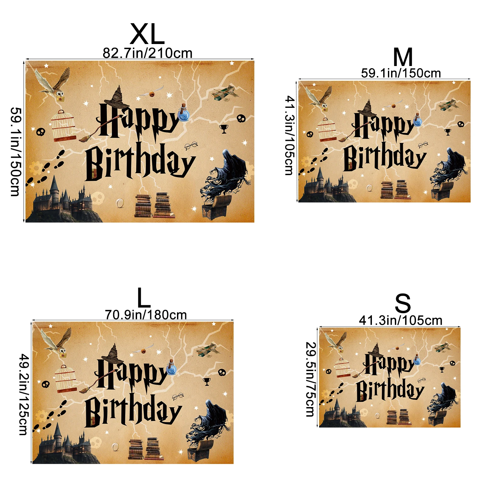 Photography Background Happy Birthday Party Decorative Banner Magic Wizard Castle Branch Hat Cake Table Hanging Cloth Vinyl